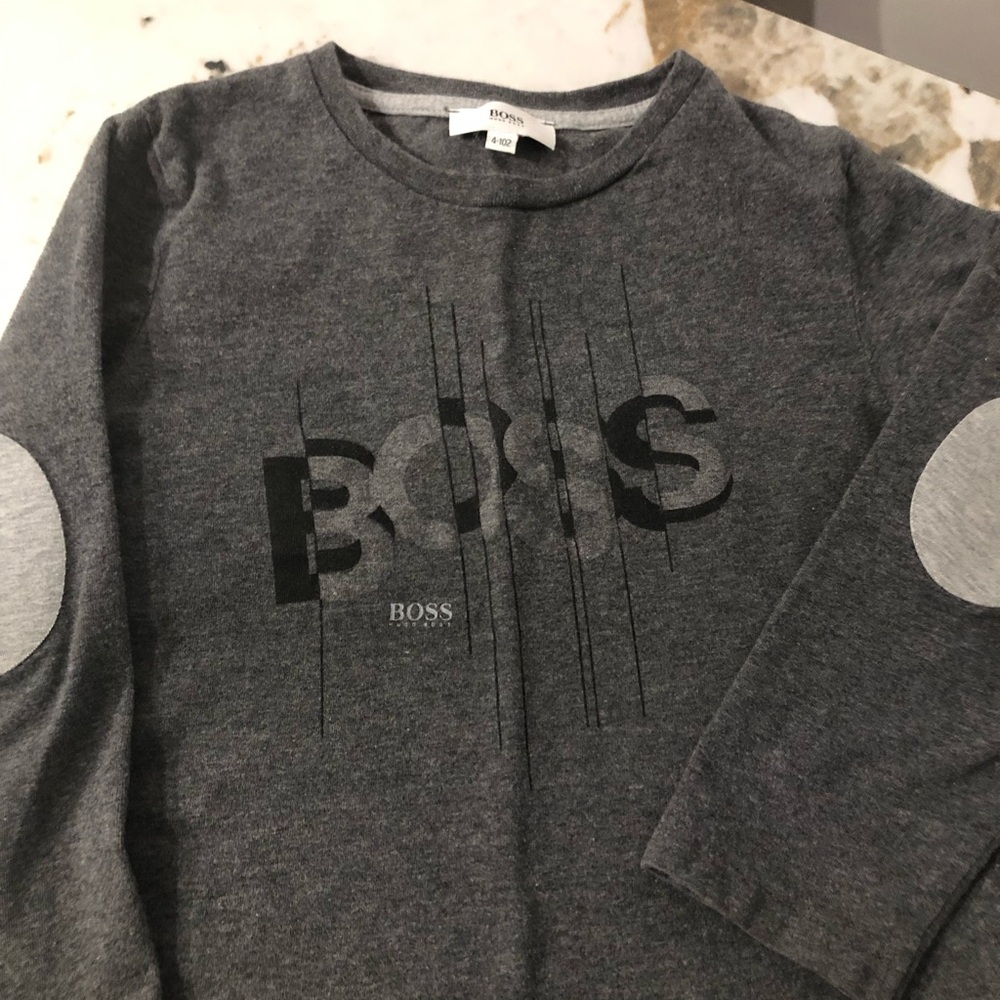 Boss Kids Charcoal Long Sleeve Tee